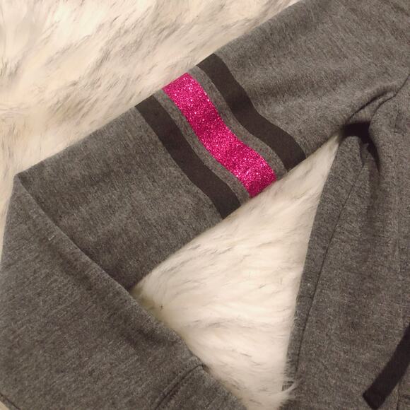 Juicy Couture Graphic Gray & Pink Glitter Athleisure Zip Up Hoodie Y2k Vibes - Picture 7 of 11